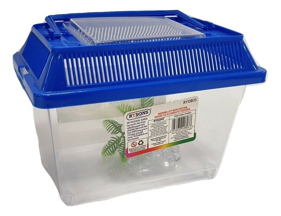 Mini Fish Tank Plastic Aquarium Bowl Pet Box Container Small Carry Han
