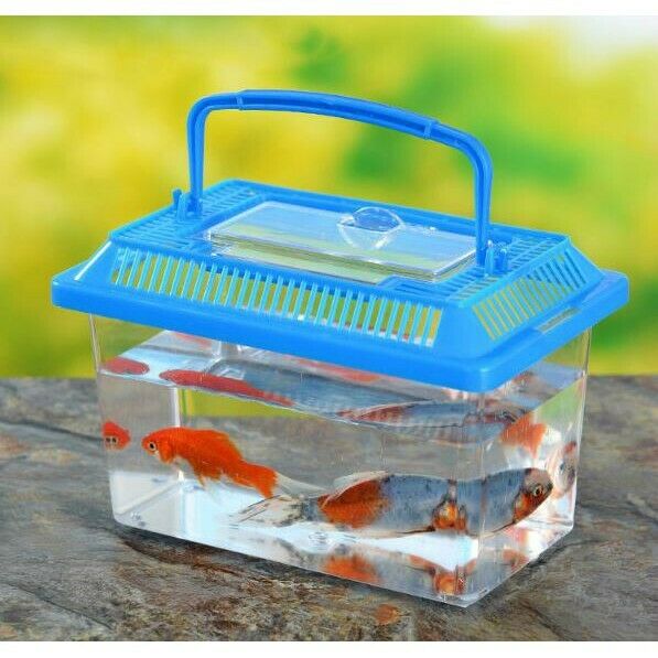 Mini Fish Tank Plastic Aquarium Bowl Pet Box Container Small Carry Han