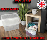 30L Plastic Storage Box Boxes Lid Handles Food Container Home Kitchen Office UK