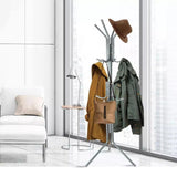 Coat Stand Rack 12 Hook Standing Clothes Tree Hanger Umbrella Hat Steel Organise