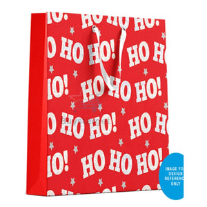 🎅Luxury Christmas Gift Bag With Handles Red HoHoHo Glitter Xmas Present 25x21cm