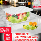 30L Plastic Storage Box Boxes Lid Handles Food Container Home Kitchen Office UK