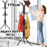 Coat Stand Rack 12 Hook Standing Clothes Tree Hanger Umbrella Hat Steel Organise