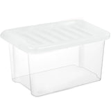 30L Plastic Storage Box Boxes Lid Handles Food Container Home Kitchen Office UK