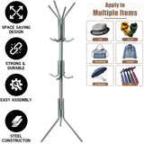 Coat Stand Rack 12 Hook Standing Clothes Tree Hanger Umbrella Hat Steel Organise