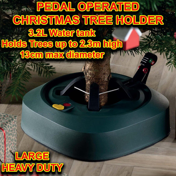 Heavy Duty Pedal Operated Real Christmas Tree Holder Stand Large Water Tank 3.2L