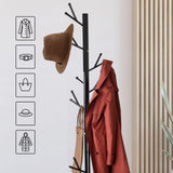 16 Hook Standing Coat Rack Premium Steel Tree Stand Clothes Hat Holder Hanger