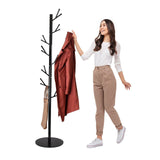 16 Hook Standing Coat Rack Premium Steel Tree Stand Clothes Hat Holder Hanger