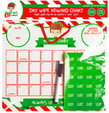 Behaviour Reward Chart Elf Christmas Stickers Pen Santa Board Dry Wipe Nice UK