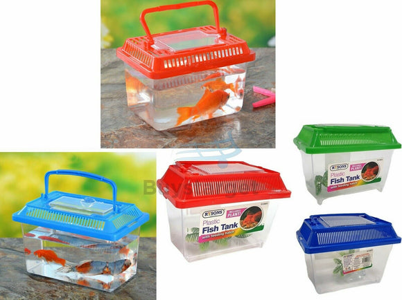 Mini Fish Tank Plastic Aquarium Bowl Pet Box Container Small Carry