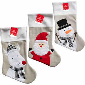 Luxury Christmas Stocking Xmas Sock Deluxe Felt Embroidered Super Soft Thick - Buystarget