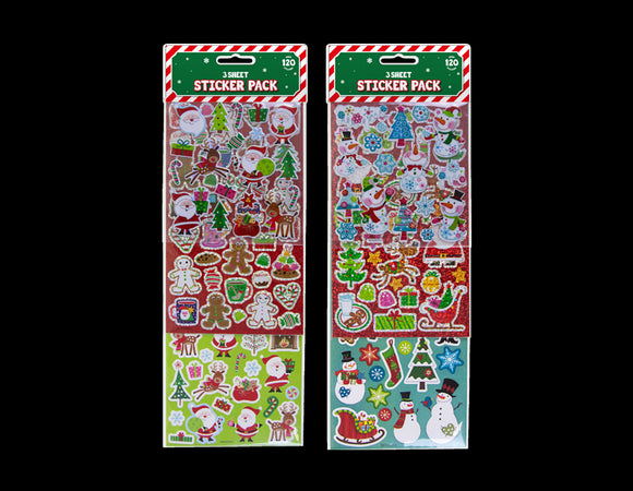 Christmas Stickers Pack Glitter Holographic Decoration Art Craft Card Home UK