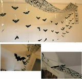 3M Halloween Hanging Bat Decoration Ceiling Hang Wall Black Cobweb Spooky Dead