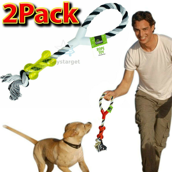 2 x Heavy Duty Large Strong Pull Rope Toy With Chew Bone Tug Toy Fetch Buystarget