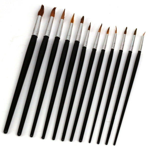 ??12X Artists Paint Brush Set Small & Large Round Tipped Art Painting Kit Craft - Buystarget